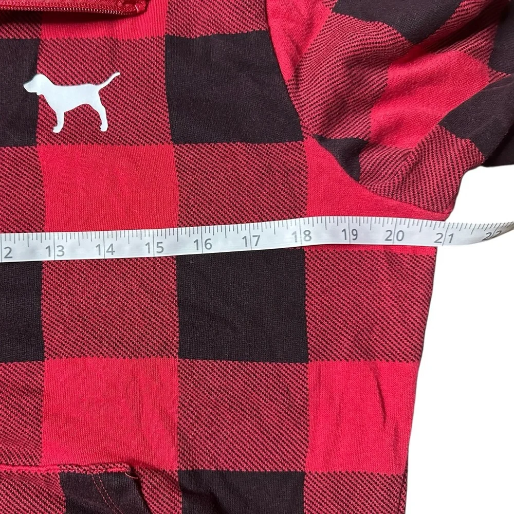 Victoria’s Secret PINK Buffalo Plaid Quarter-Zip Pullover Red Black Women’s M - Picture 4 of 4